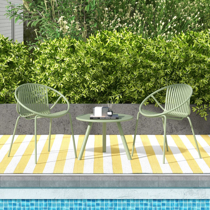 All Weather PP Patio Conversation 3 Pieces Bistro Set with Round Coffee table-