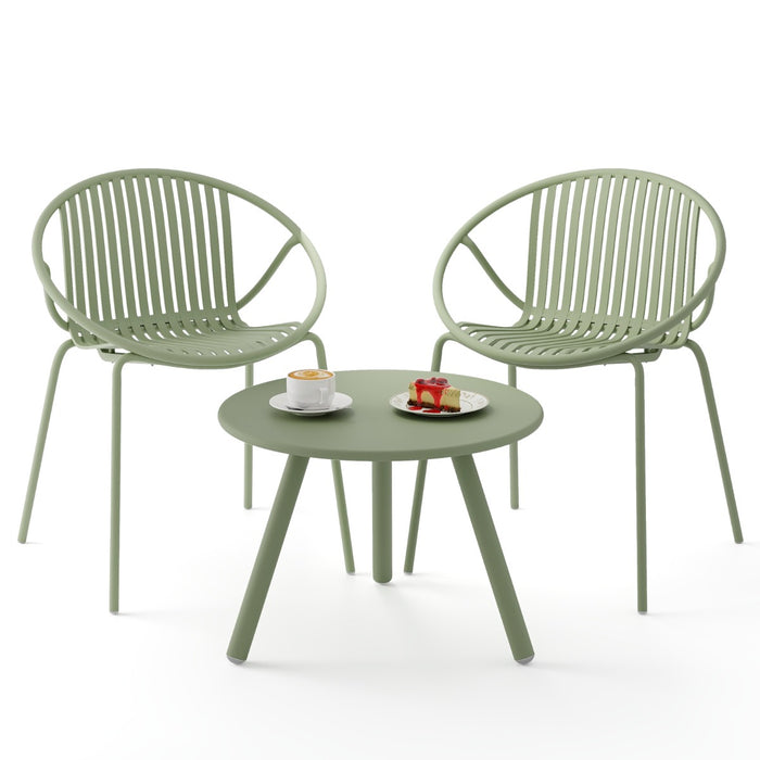 All Weather PP Patio Conversation 3 Pieces Bistro Set with Round Coffee table-