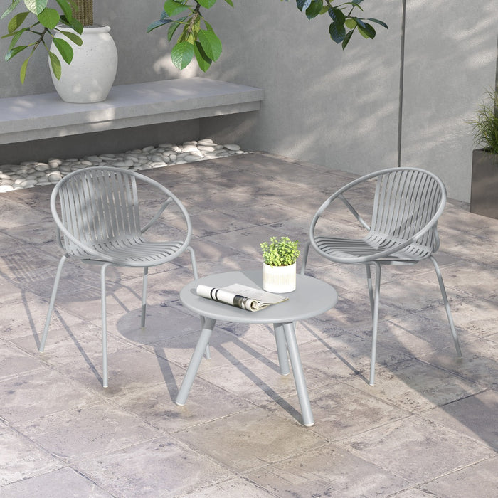 All Weather PP Patio Conversation 3 Pieces Bistro Set with Round Coffee table-