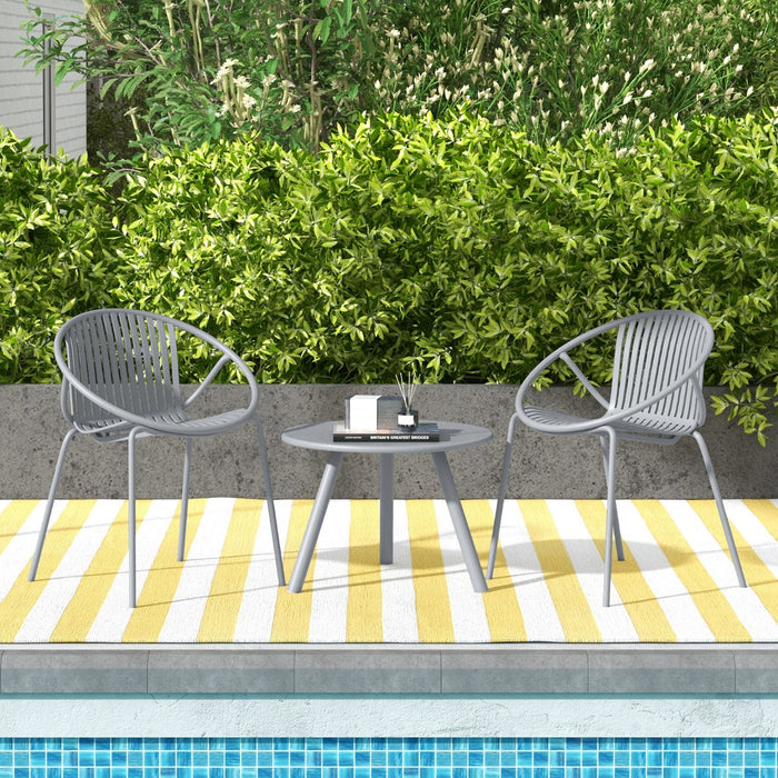 All Weather PP Patio Conversation 3 Pieces Bistro Set with Round Coffee table-