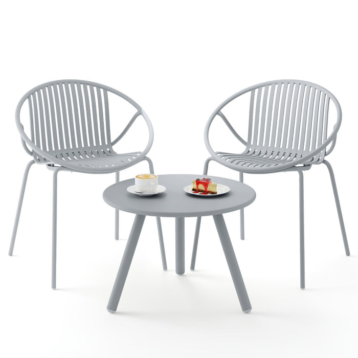 All Weather PP Patio Conversation 3 Pieces Bistro Set with Round Coffee table-