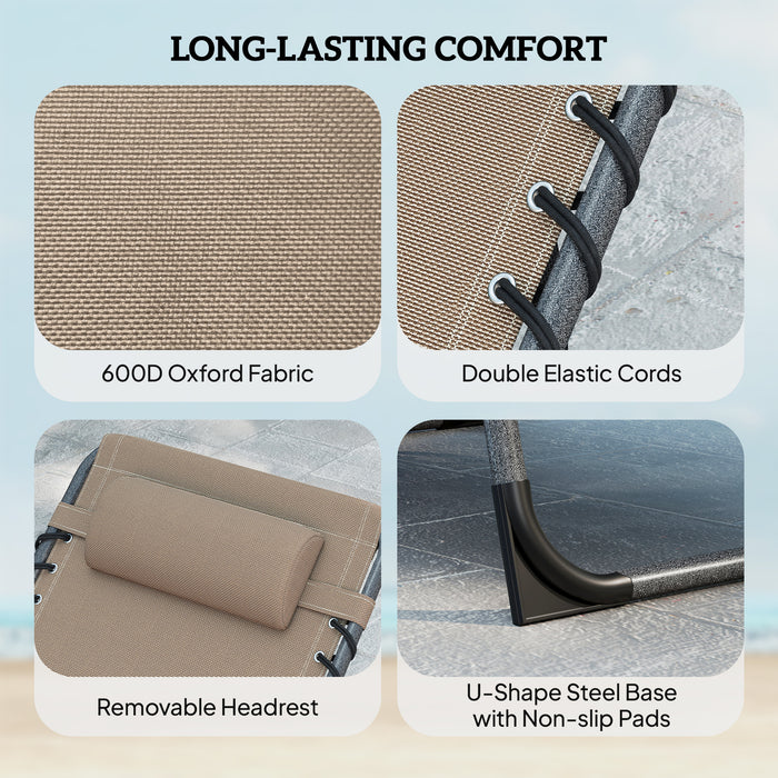 Outsunny Five-Position Reclining Sun Loungers Set of 2 - Beige