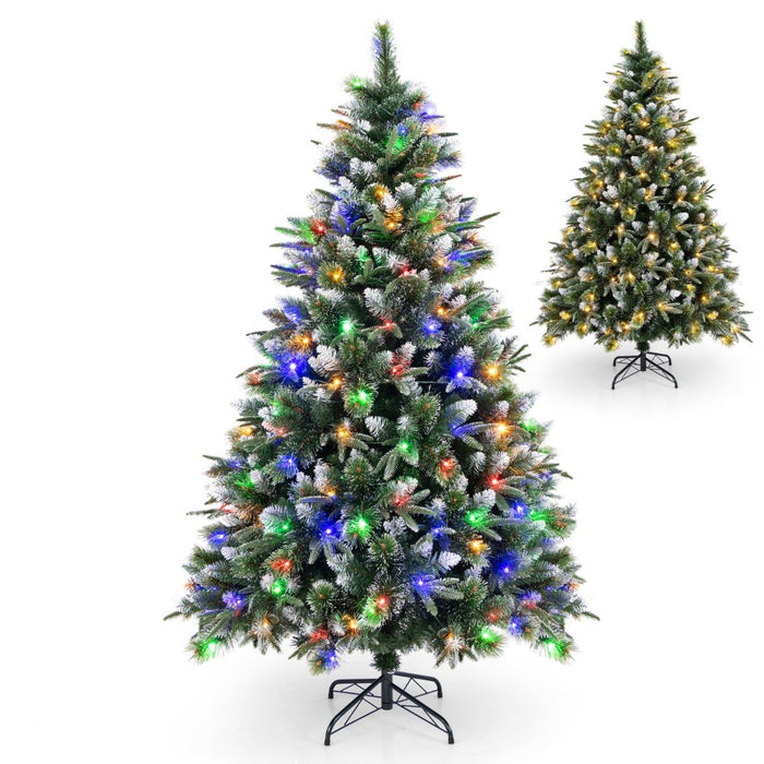 180/ Pre-Lit Artificial Christmas Tree with 856/476 Pine Needles/Flocked PVC/PE Tips-