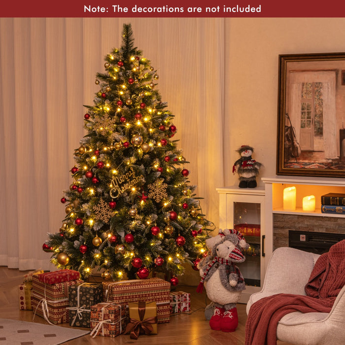 180/ Pre-Lit Artificial Christmas Tree with 856/476 Pine Needles/Flocked PVC/PE Tips-