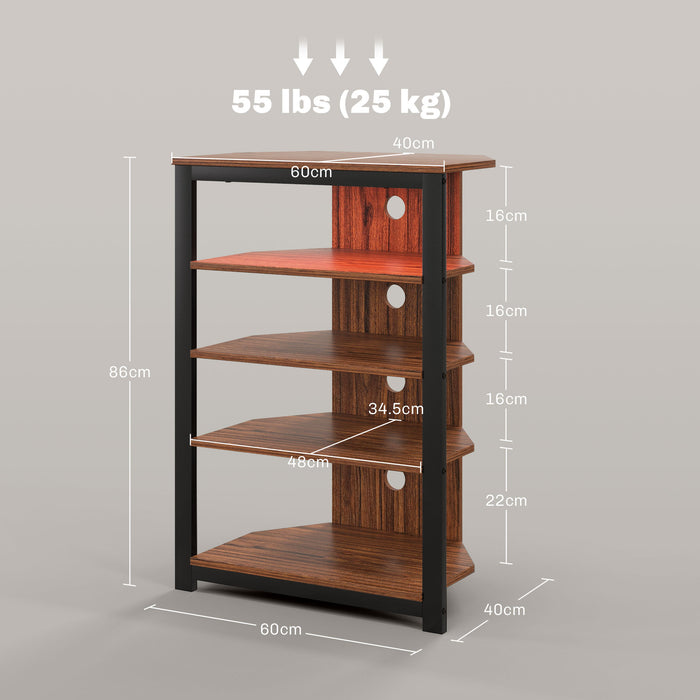 HOMCOM 4-Tier Corner TV Stand with Storage, LED Lights, Cable Management, Small TV Unit Entertainment Centre for TVs up to 29", for Living Room, Bedroom