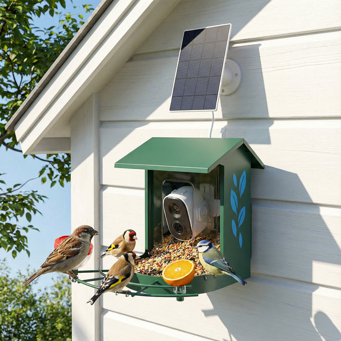PawHut Smart Bird Feeder Camera 2K HD with AI Identifies 16,000+ Species, 2K HD Auto Capture Video, APP Instant Notifications