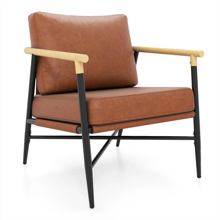 PU Leather Accent Chair with Removable Back Pillow-
