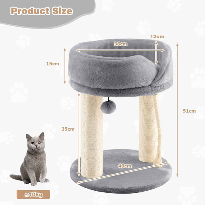 Cat Tree with Fur Ball and Sisal Rope-
