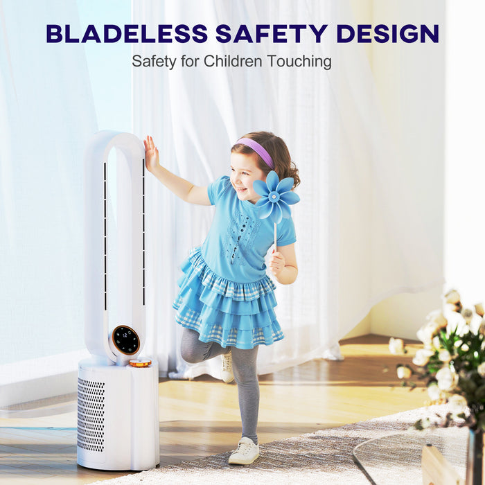 HOMCOM Multi-Mode Bladeless Tower Fan and Humidifier - White