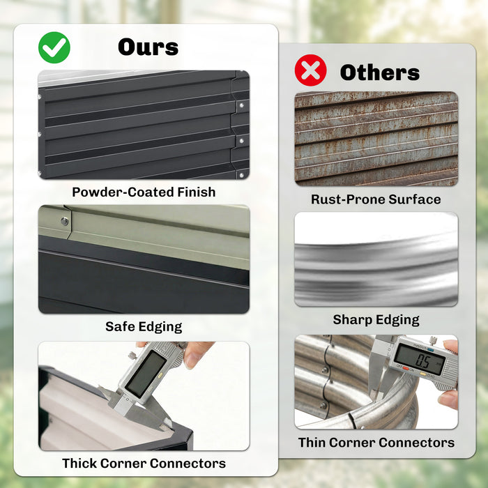 Outsunny Set of 2 Raised Beds for Garden, Galvanised Outdoor Planters for Herbs Vegetables, Use for Patio Balcony, Grey