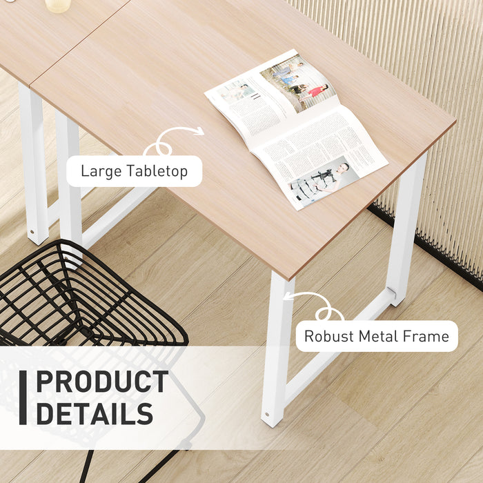 HOMCOM Computer Desk, Writing Table, 80 x 60 x 76cm Workstation for Home Office, Study with Metal Frame, Simple Assembly, White
