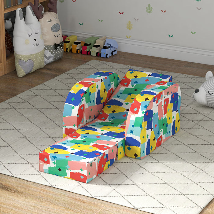 Foldable Snuggle Toddler Chair - Soft Sponge, Bedroom & Playroom Furniture for Kids - Designed for Ages 18 Months to 3 Years, Colorful Design