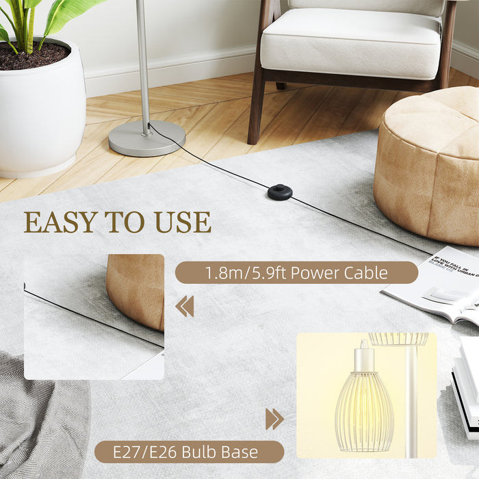 HOMCOM 170cm Industrial 3-Light Floor Lamp, Dimmable Standing Lamp with Steel Lampshades for Living Room, Bedroom, Dinging Room, Study, Silver Tone