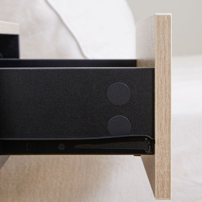 HOMCOM Floating Bedside Table Set of 2, Wall Mounted Bedside Cabinet with Drawer and Open Shelf, Modern Nightstand for Bedroom, 46 x 30 x 30 cm, Oak Tone