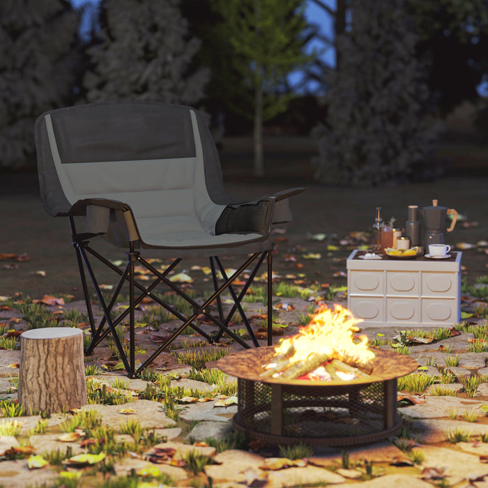 Outsunny Portable Padded Camping Chair, with Bag - Black/Grey