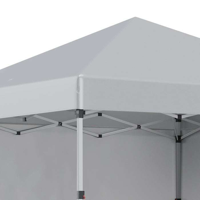 Outsunny 3 x 3 m Pop Up Gazebo, UPF 30+ Party Tent with 2 Sidewalls, Weight Bags and Wheeled Bag, Light Grey