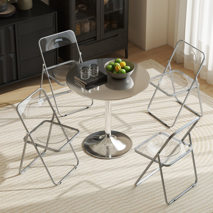 HOMCOM Foldable Chairs, Folding Chairs with Transparent Seat and Backrest, Heavy Duty Steel Frame, 47W x 48D x 75H cm, Clear