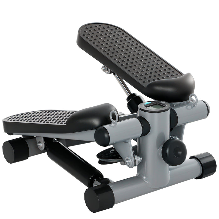 SPORTNOW Mini Stepper, Compact Step Machine Exerciser for Home Workouts, with Resistance Bands, LCD Monitor, Non-Slip Pedals