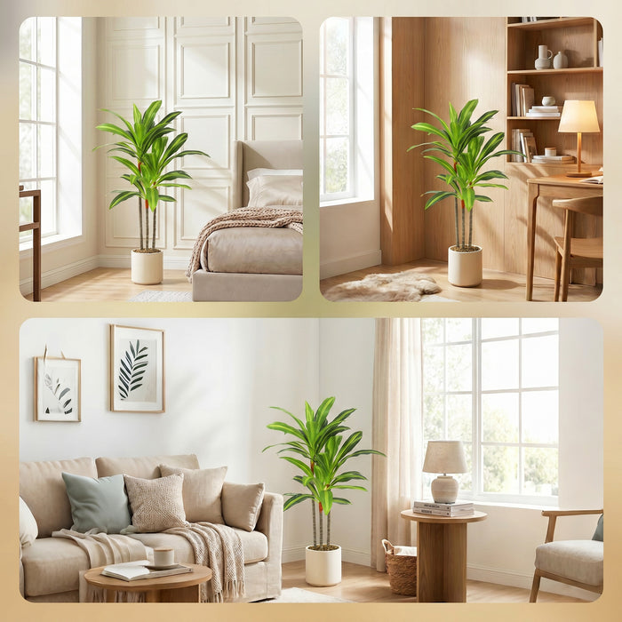 HOMCOM 90cm Lifelike Fake Tree, Artificial Dracaena Tree with Bendable Trunks, Green