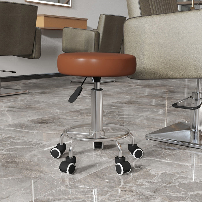 PU Leather Rolling Stool - Height Adjustable, Wheeled Chair for Salon, Spa & Massage - Comfortable Seating for Professionals