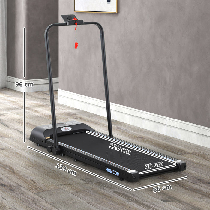 HOMCOM Foldable Walking Treadmill, with LED Display and Wheels, for Home, Office & Fitness Studio, Blue