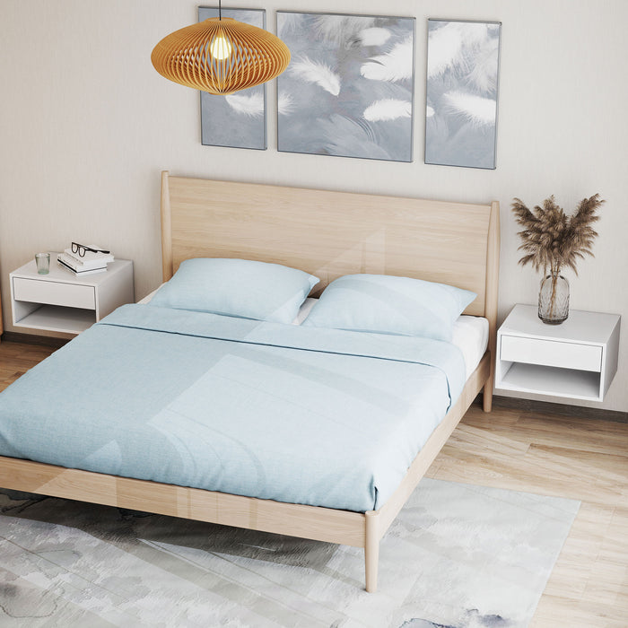HOMCOM Set of Two Floating Bedside Tables - White