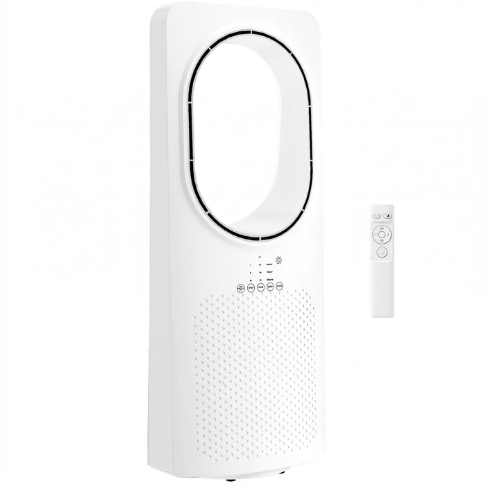 HOMCOM Bladeless Tower Fan for Bedroom, 36dB Standing Cooling Fan with Oscillating, 3 Speeds, 3 Modes, 15H Timer, White