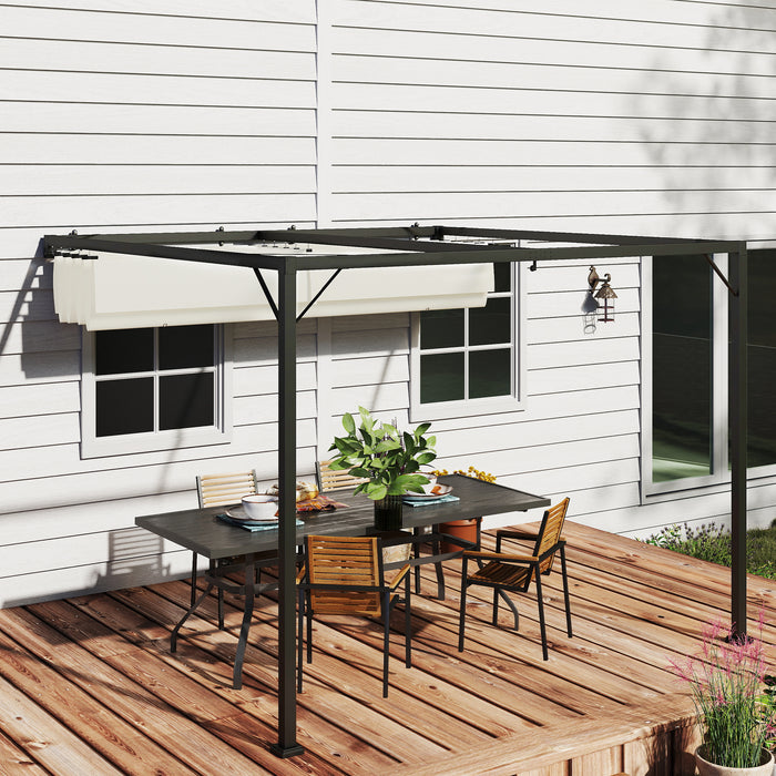 Outsunny 3 x 3(m) Outdoor Pergola with Retractable Canopy -Cream White