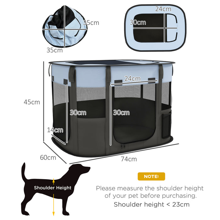 Foldable Canine Playpen - Indoor/Outdoor Portable Pet Enclosure with Carrying Case - Ideal for Puppy Play and Training, Grey