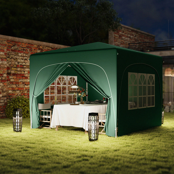 Outsunny 3 x 3m Pop-Up Gazebo Shelter, with Accessories - Dark Green