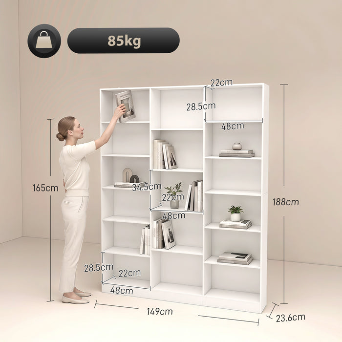 HOMCOM Bookcase with Open Storage, 6-Tier Bookshelf with Anti-Tipping Hardware, White