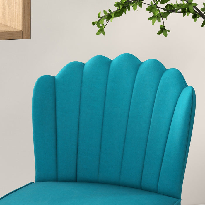 HOMCOM Velvet-Feel Shell Accent Chair - Blue | Aosom UK