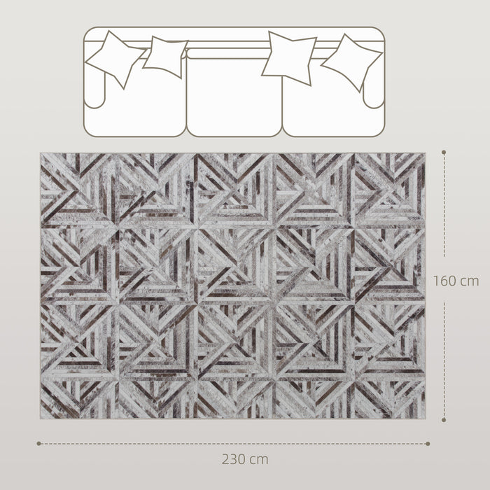 HOMCOM Modern Area Rug, Triangle Pattern Non-Slip Washable Rug, Chenille Floor Carpet for Living Room, Bedroom, Dining Room, Home Office, 230 x 160 cm, Brown