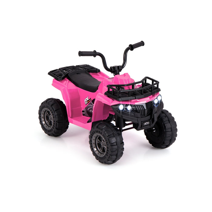 6V 4-Wheeler Quad Car with One-Button Start and Tread Tires-