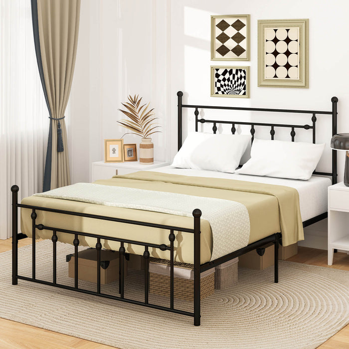Single/Double/King Size Metal Bed Frame with Headboard-Black-Single Size