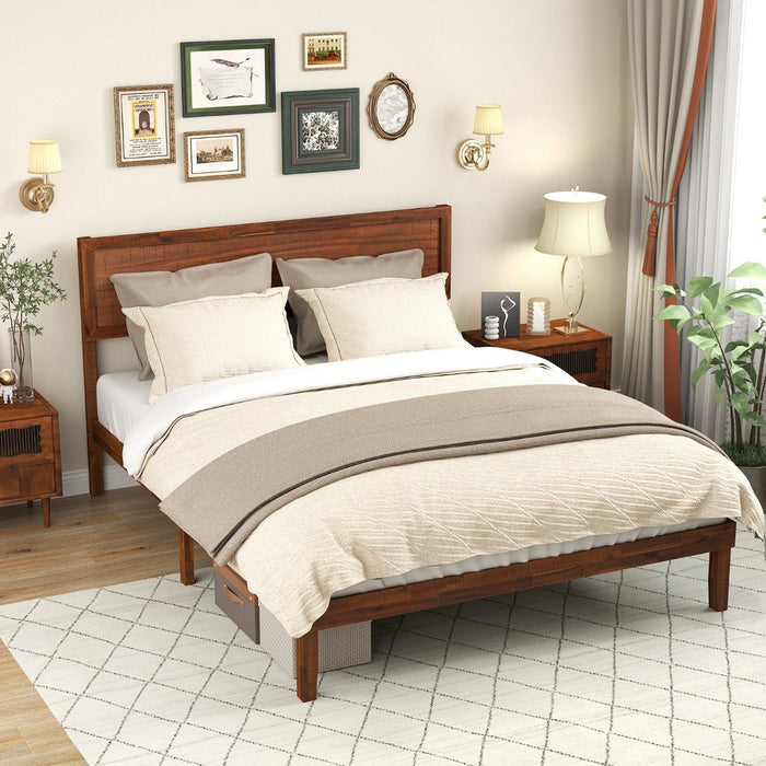Single/King Size Bed Frame with Headboard and Slats Support-Single Size