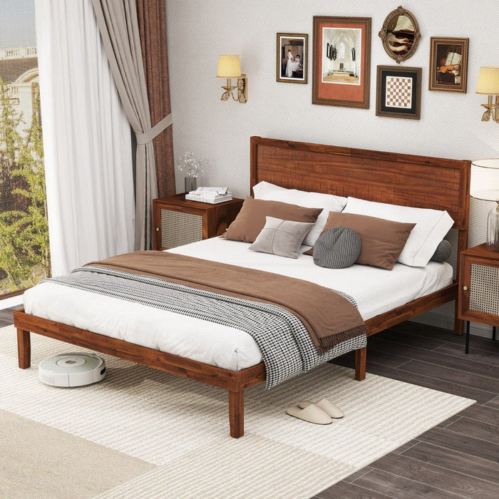 Single/King Size Bed Frame with Headboard and Slats Support-Single Size