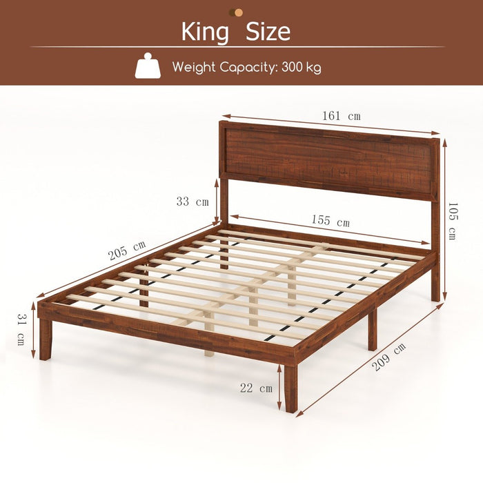 Single/King Size Bed Frame with Headboard and Slats Support-Single Size
