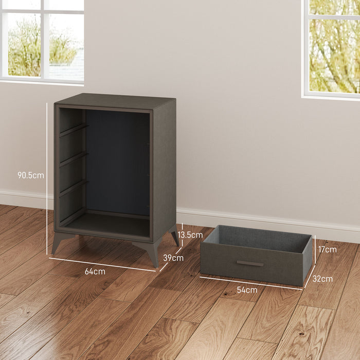 HOMCOM Chest of Drawers, 4 Drawer Fabric Dresser with Steel Frame for Bedroom, Living Room, Easy to Assemble, Brown