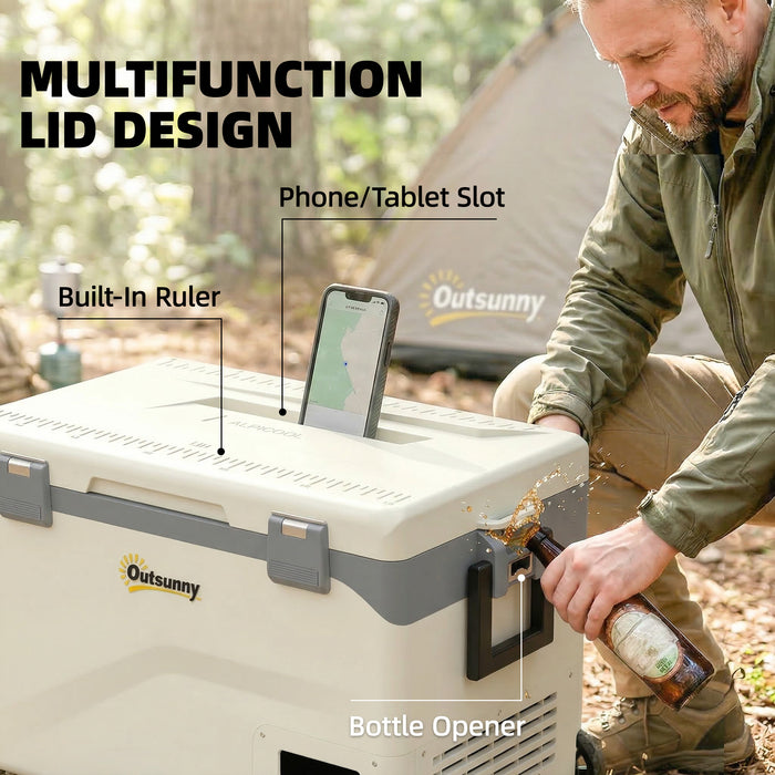 Outsunny 42.5L Compressor Car Fridge Freezer, Camping Refrigerator with App Control, 20℃-20℃