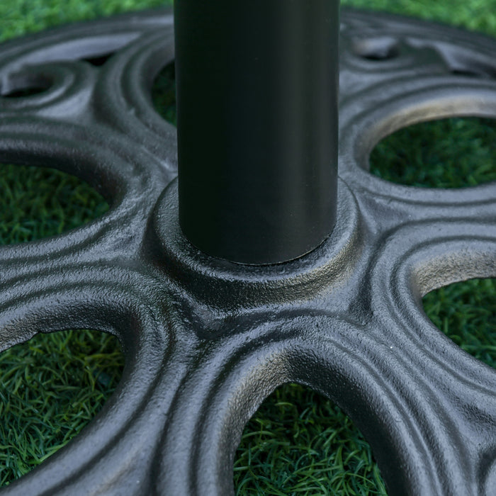 Outsunny 11.5 kg Cast Metal Round Patio Umbrella Base Stand, Umbrella Holder for Outdoor, Patio, Garden, Black