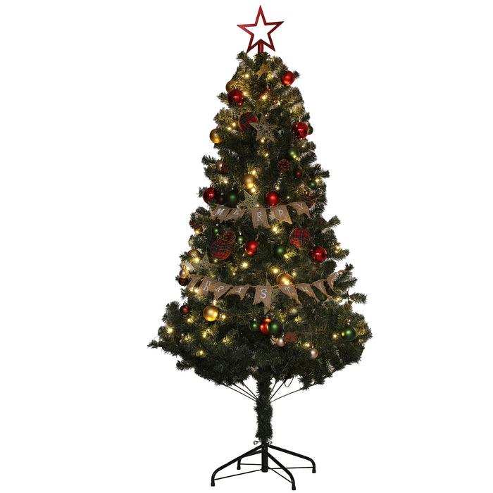 HOMCOM 6ft Pre-Lit and Decorated Christmas Tree | Aosom UK