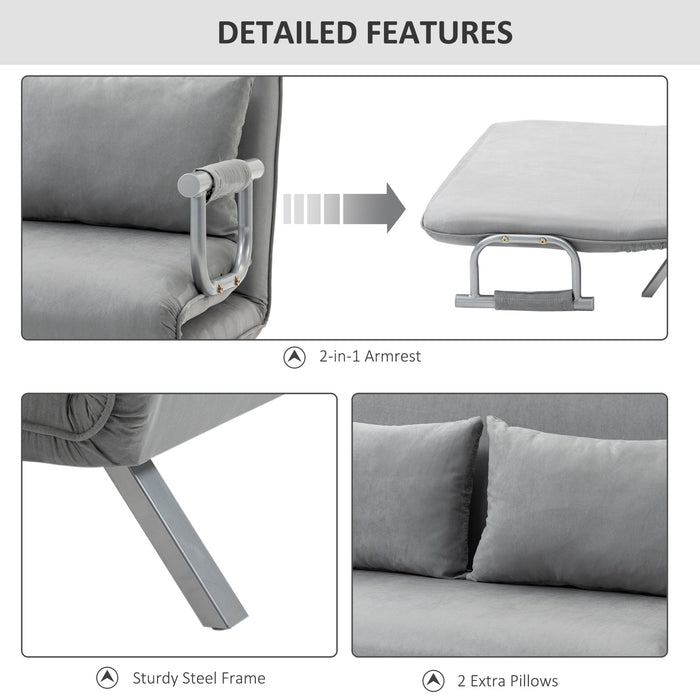 HOMCOM Two-Seater Click-Clack Sofa Bed - Light Grey | Aosom UK