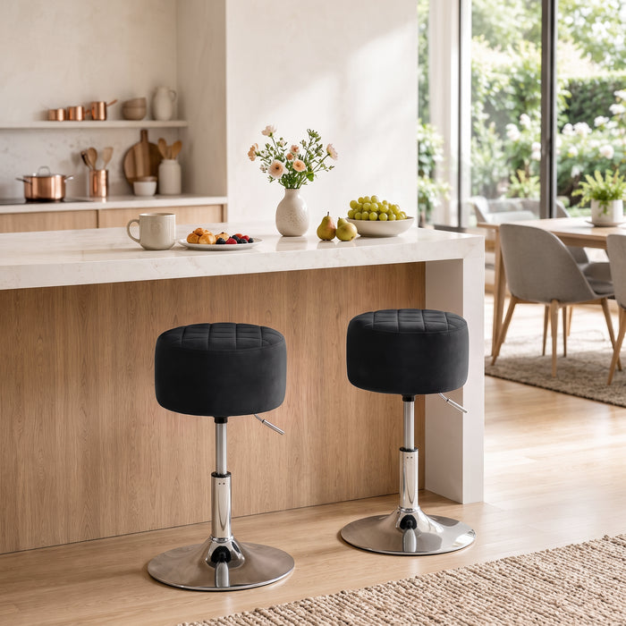 HOMCOM Bar Stool Adjustable Swivel Chair Velvet-Feel Seat 1 Piece, Black