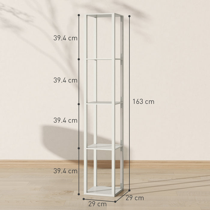 HOMCOM Floor Lamp with Shelves and 3 Brightness Levels - Oak