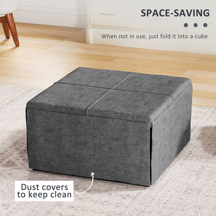 HOMCOM Single Folding Bed with Linen Sponge Mattress and Dust Cover, Foldable Guest Bed with Metal Frame, 69 x 181.5 cm, Grey