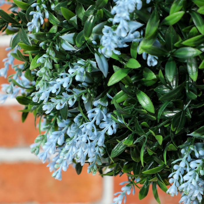 HOMCOM Set of 2 Artificial Plant Topiary Balls, UV-protected Fake Decorative Plants, Blue