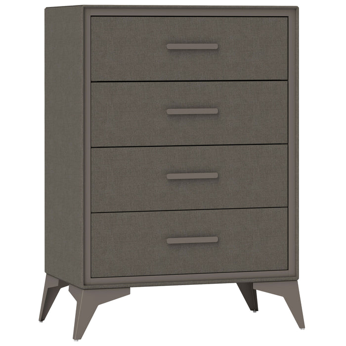 HOMCOM Chest of Drawers, 4 Drawer Fabric Dresser with Steel Frame for Bedroom, Living Room, Easy to Assemble, Brown