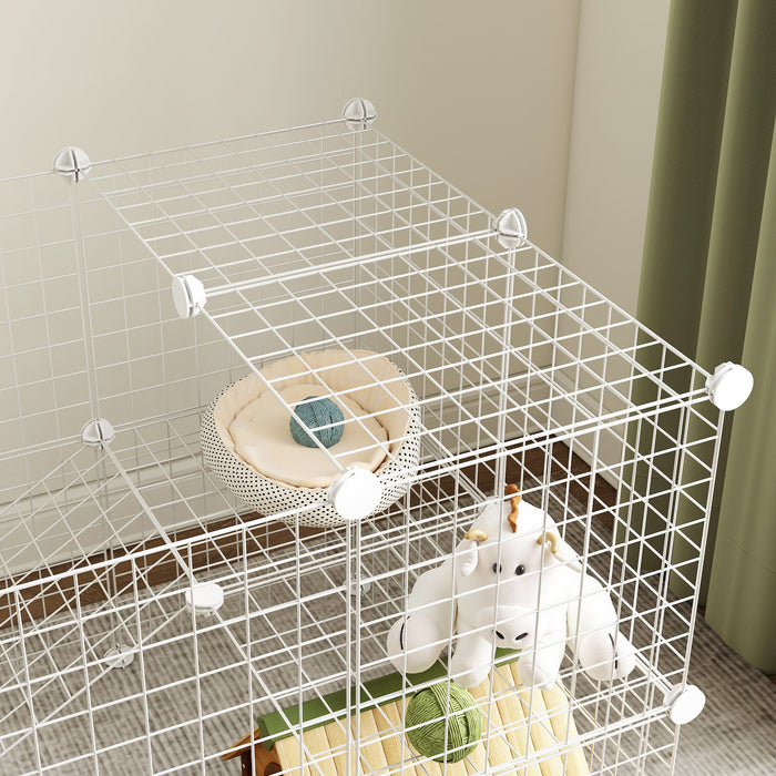 PawHut DIY 36 Panel Pet Playpen Metal Wire Fence for Chinchilla, Hedgehog, Bunny, Indoor, Outdoor Use, White