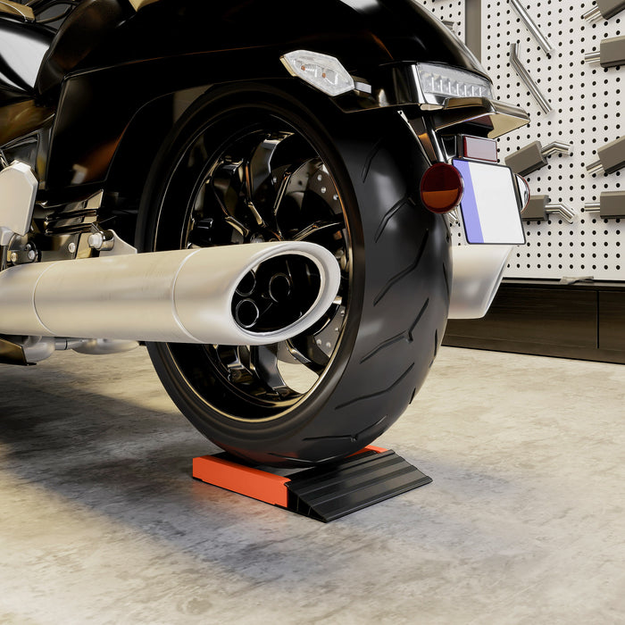 HOMCOM Motorcycle Wheel Cleaning Roller Stand with Aluminium Alloy Frame and Rollers, Motorcycle Maintenance Stand for Tyre Cleaning and Chain Lubrication, Fit Tyre Width < 180mm, Bikes < 500lb, Black